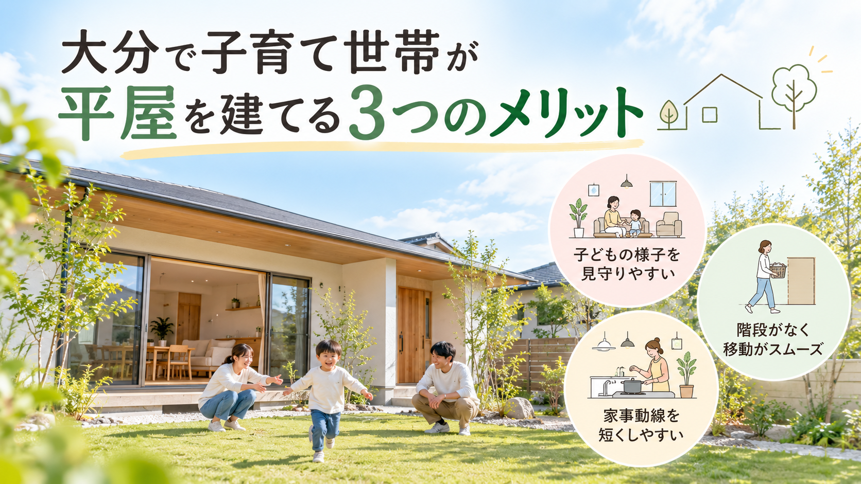 子育て世帯が平屋を建てるメリットとは？暮らしやすい間取りと大分での土地選びのポイント